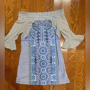 NWT- blue & white off the shoulder dress by Cabana Life in size small